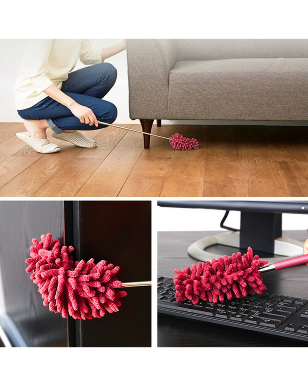 Microfiber Duster Brush Extendable Hand Dust Cleaner Anti Dusting Brush Home Air-Condition Car Furniture Cleaning front-2