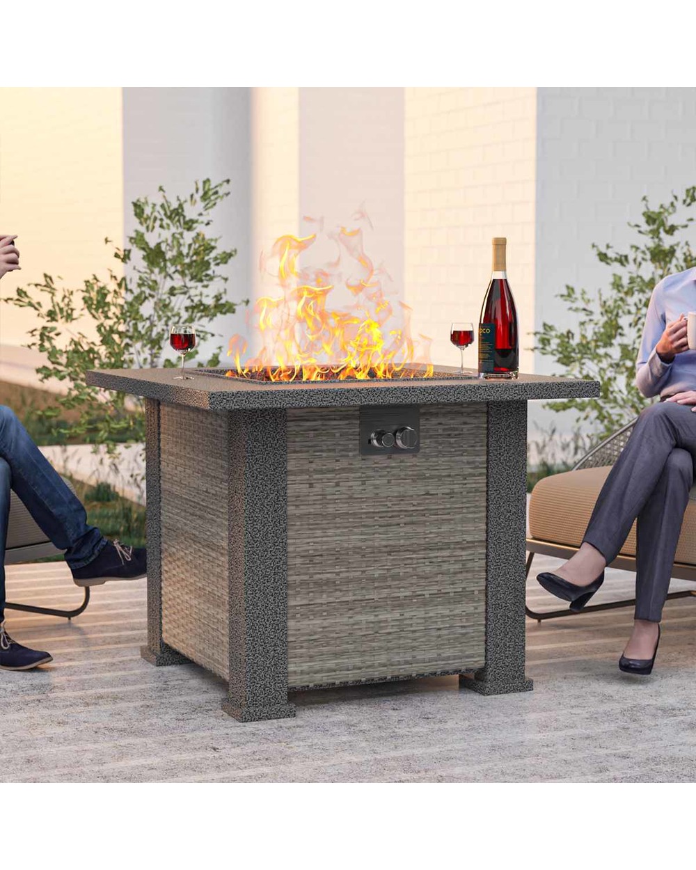 28 Inch 50000 Btu Gas Fire Pit Multi-Function Fire Pit Smokeless Combustion Fire Pit Warmth Winter Outdoor Fit 20Lb Pro front-1