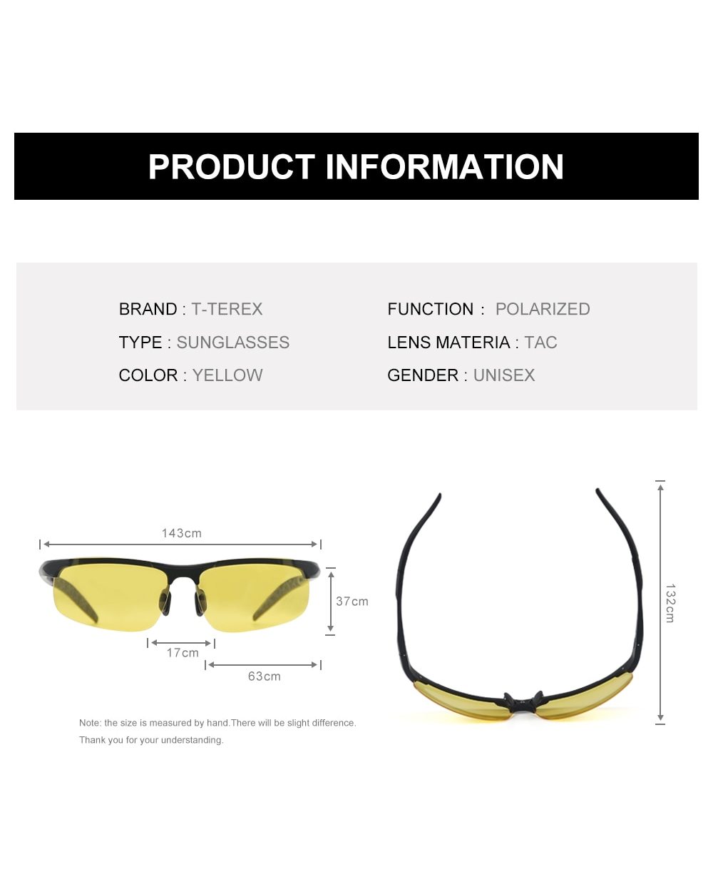 T-Terex Night Vision Glasses Men Polarized Anti-Glare Lens Uv400 Aluminium Magnesium Frame Yellow Driving Sun Glasses F front-3