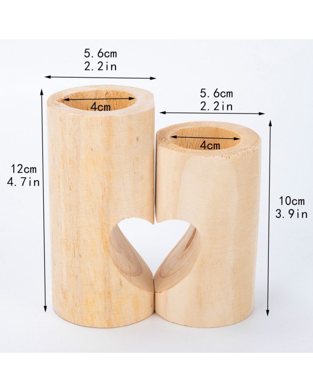 2 Pieces Wood Heart Shaped Candlestick Ornaments for Couple Valentine's Day Gifts Romantic Gift Ideas front-4