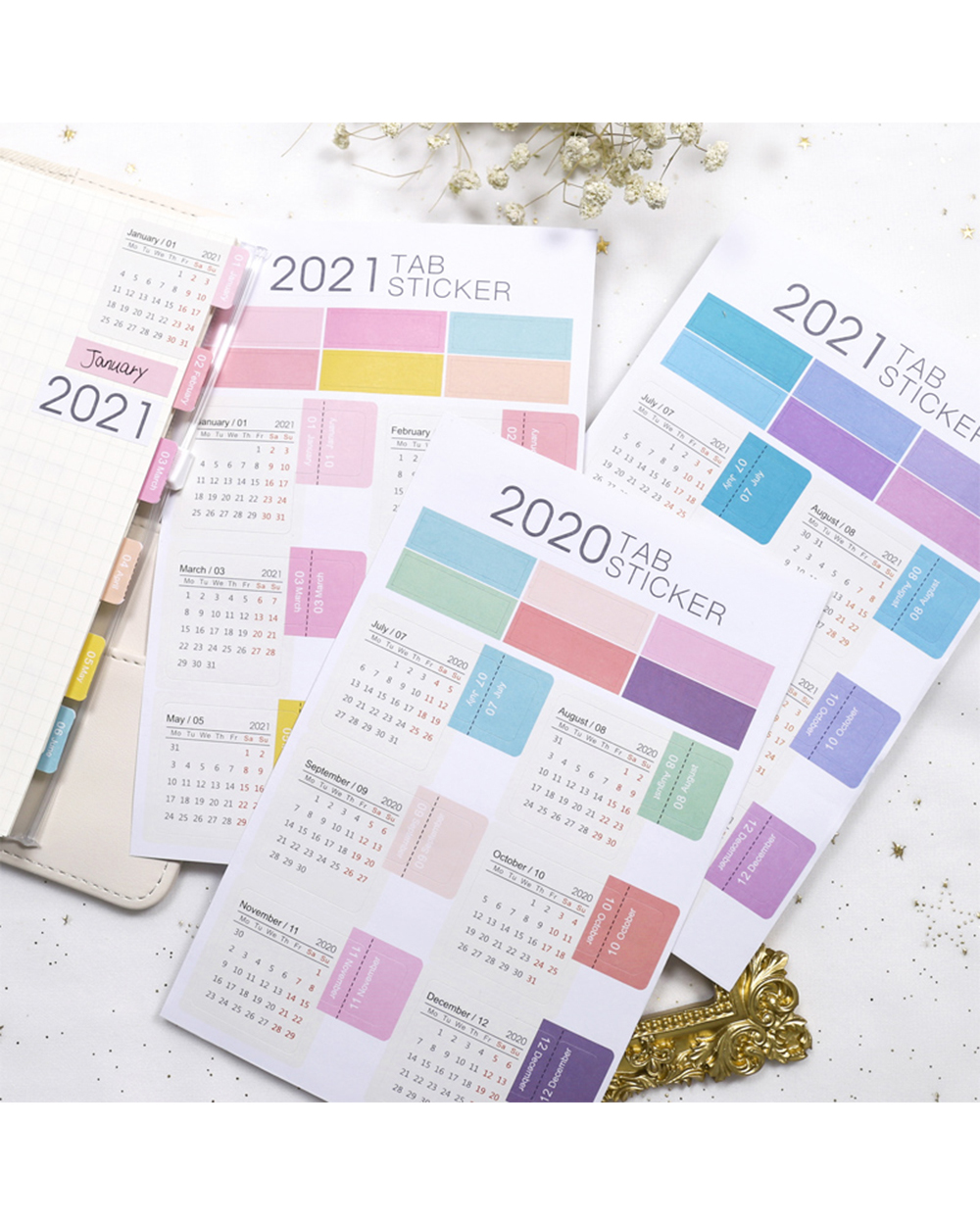 2-4 Sheets 2022 Calendar Stickers Diy Scrapbooking Notebook Journal Label Mark Planner Stationery Sticker Office Suppli front-5