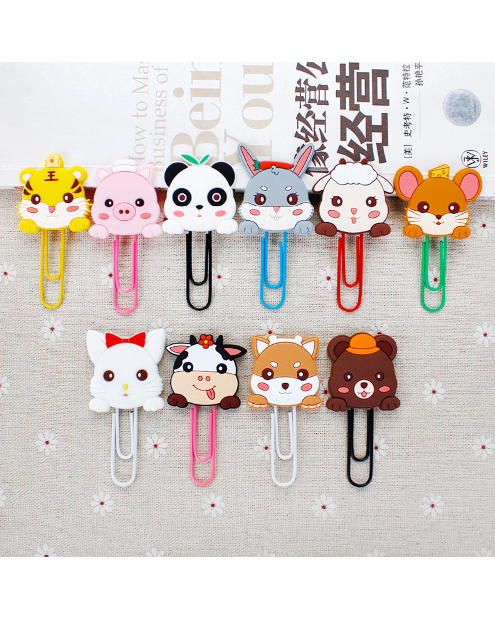 5 Pcs/Lot Cute Cartoon Animals Silicone Paper Clip Bookmark Index Teacher Gift Bookmarker Metal School Office Supply St front-1