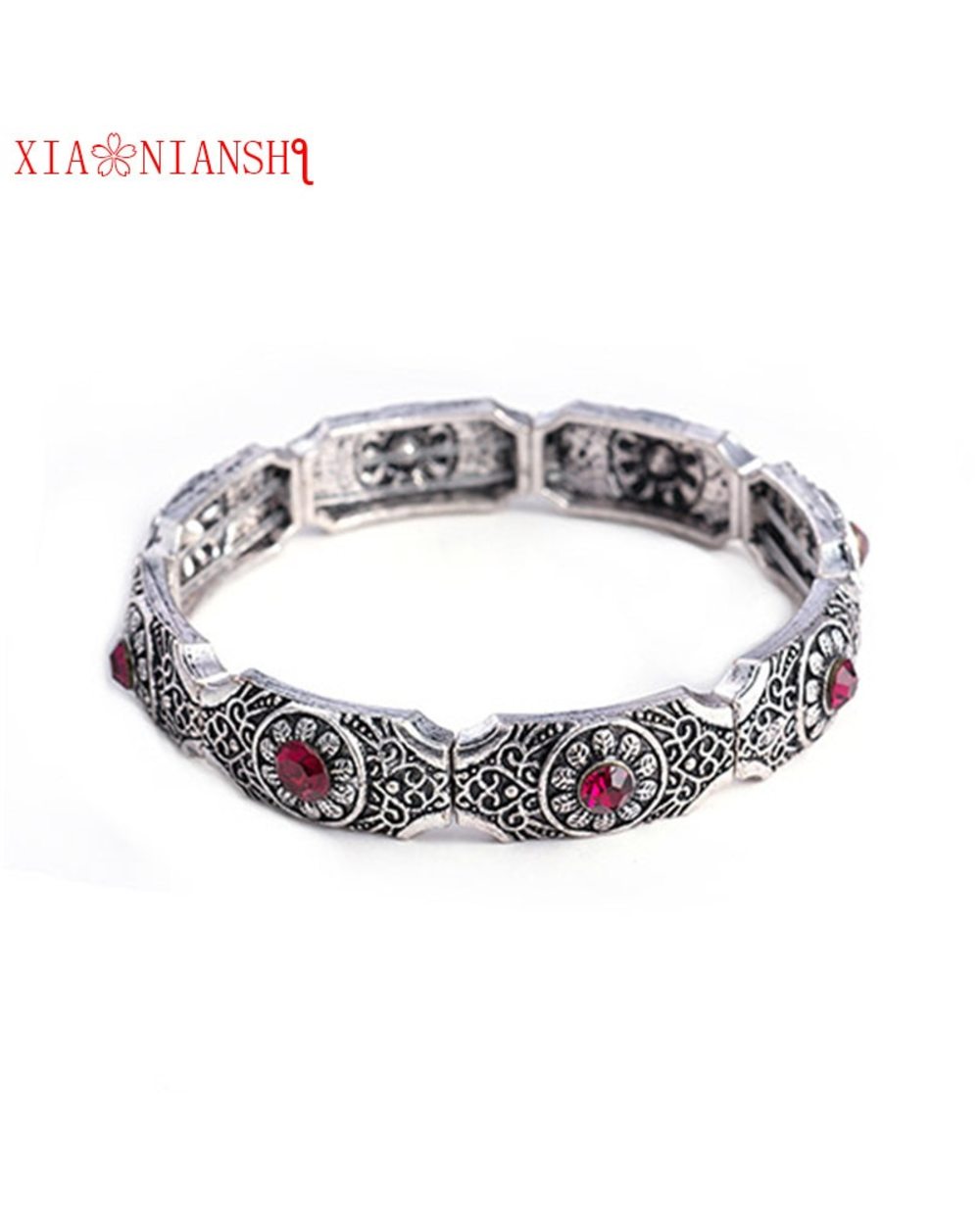 Native Antique Tibetan Silver Bracelet Bijoux Femme Adjustable Vintage Sunflower Pattern Bracelets Bangles front-1