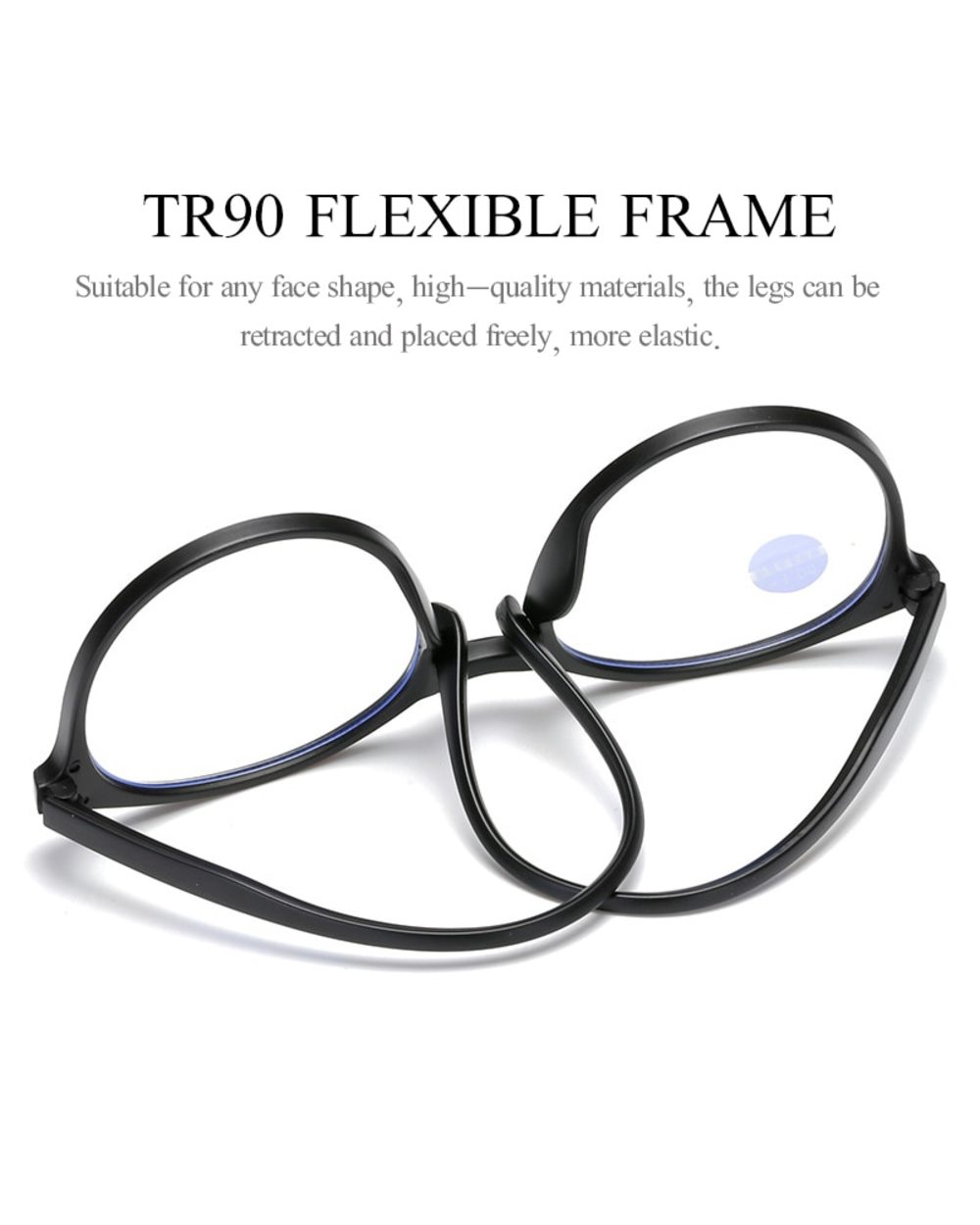Crixalis Retro Anti Blue Light Reading Glasses Ladies Round Fashion Presbyopia Eyeglasses Women Computer Prescription E front-2
