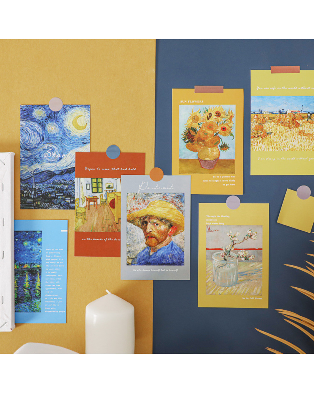 Ins Nordic Retro World Famous Painting Postcard 15Sheets Decorative Card Background Wall Sticker Single Sided Greeting front-2