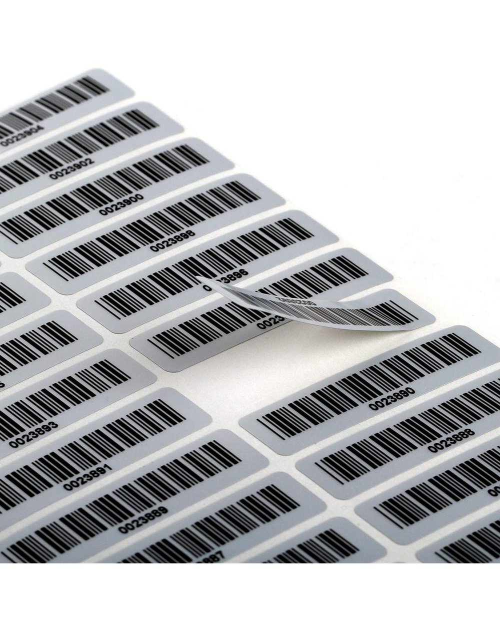 120Pcs/Lot Asset Tags Pre-Printed With Barcode Code39 Laebles Matte Silver Pet No Duplication Number No Fading Size 2&Q front-0