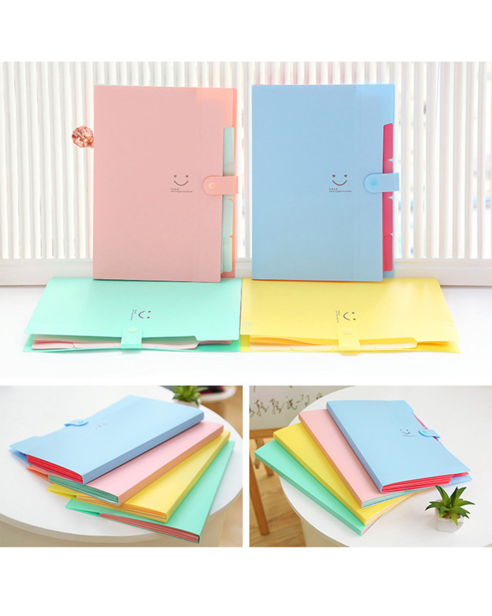 Kawaii File Organization Folder A4 File Document Bag Pouch Bill Wallet Folder Holder Organizer Fastener School Office S front-5