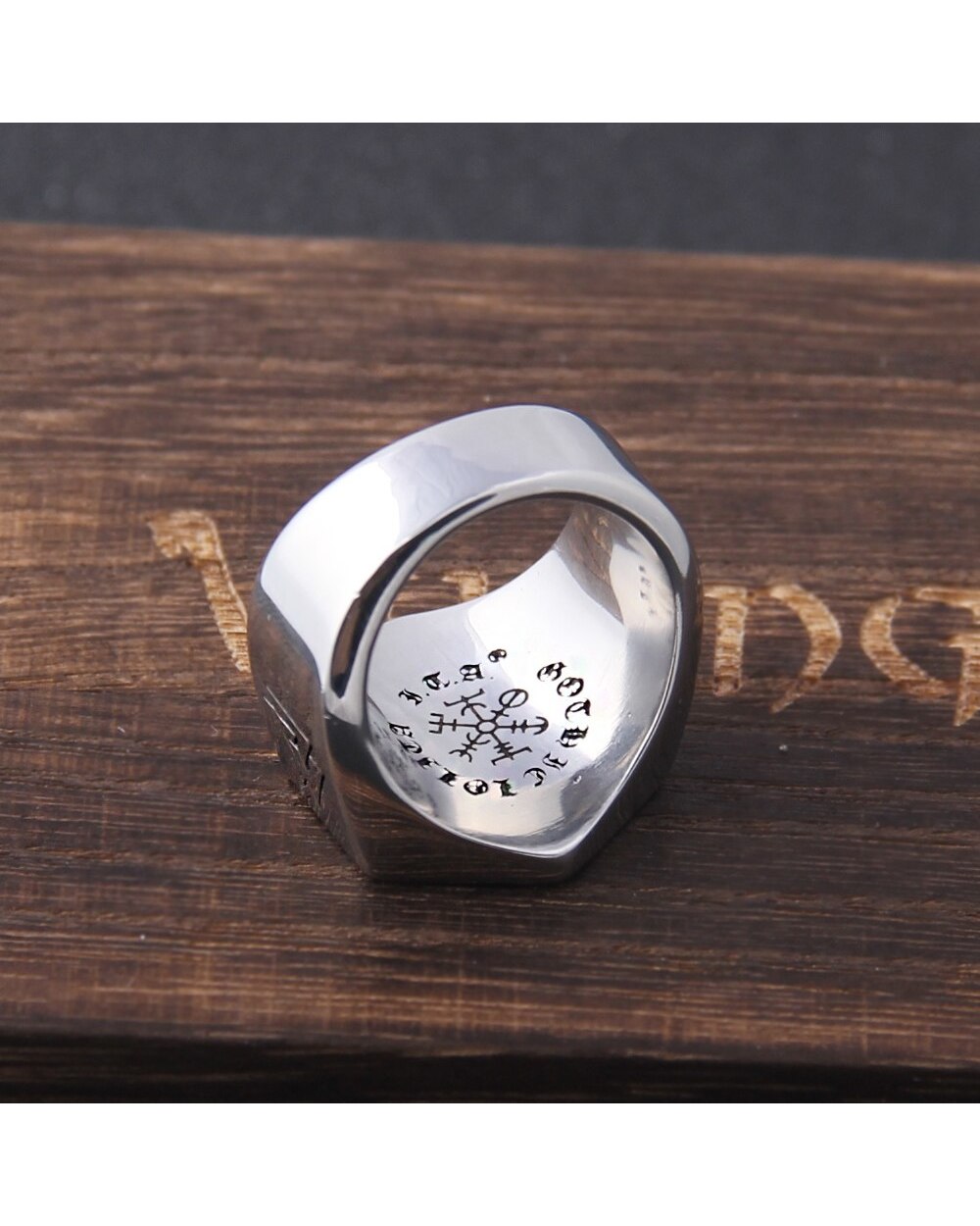 Viking Compass Runic Statement Rings Men Vintage Color Nordic Viking Totem Odin Men Rings Jewelry front-3
