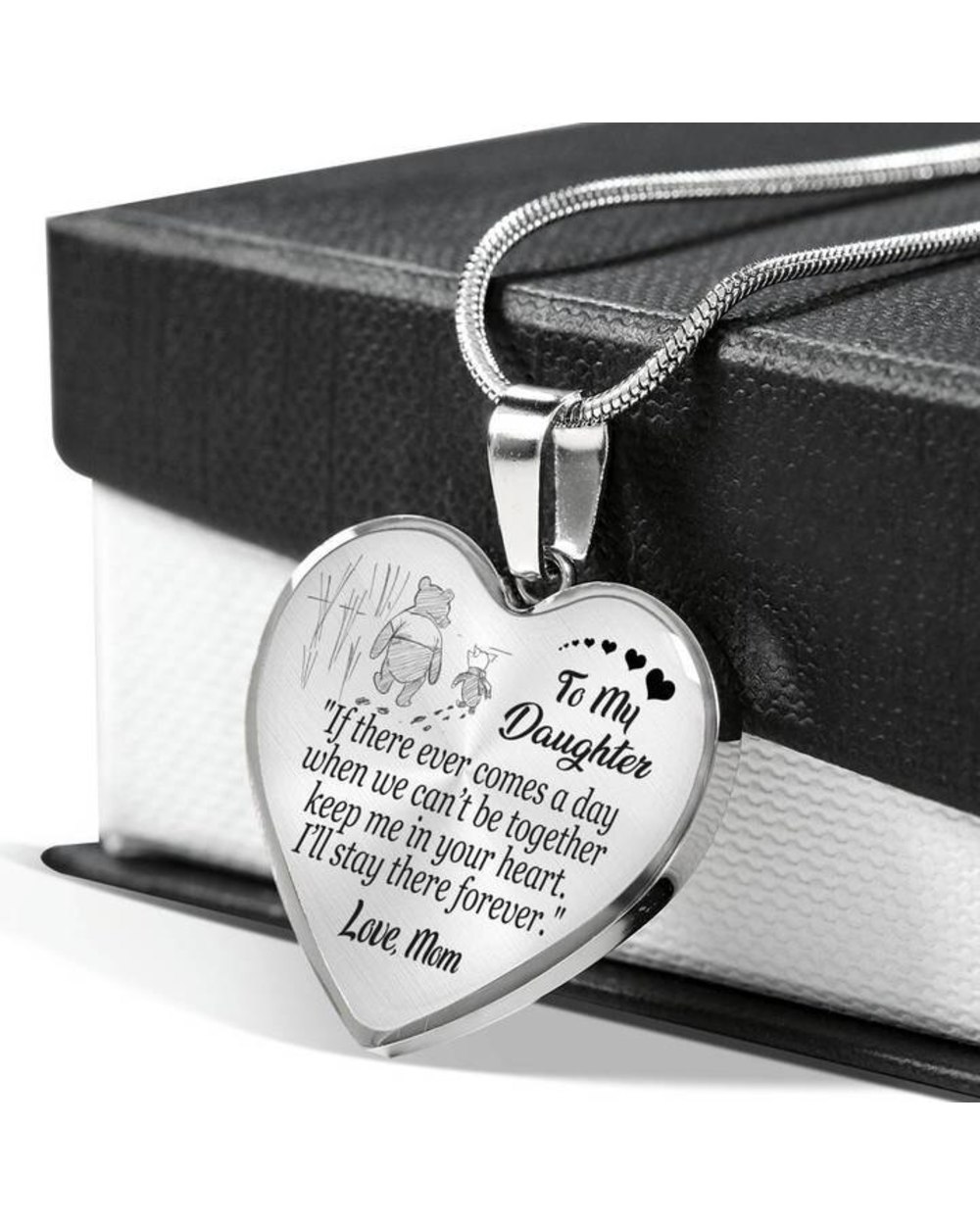 To My Daughter Love Mom Heart Pendant Necklace Inspirational Letter Pendant Necklaces Jewelry Birthday Gift front-5