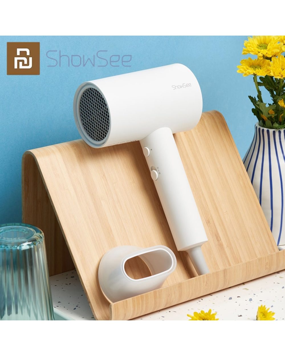 Youpin Showsee Anion Hair Dryer Portable Diffuser For Hair Dryer Ion Professional Hairdressing Blow Dryer 1800W Blower front-1