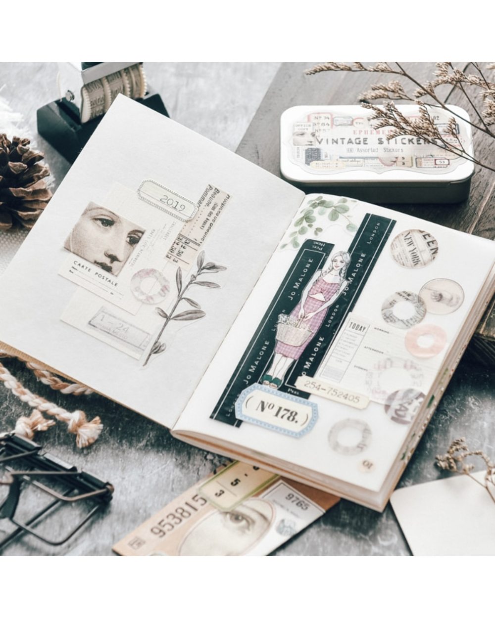 100Pcs Metal Box Junk Journal Scrapbooking Decorative Vintage Stickers front-4