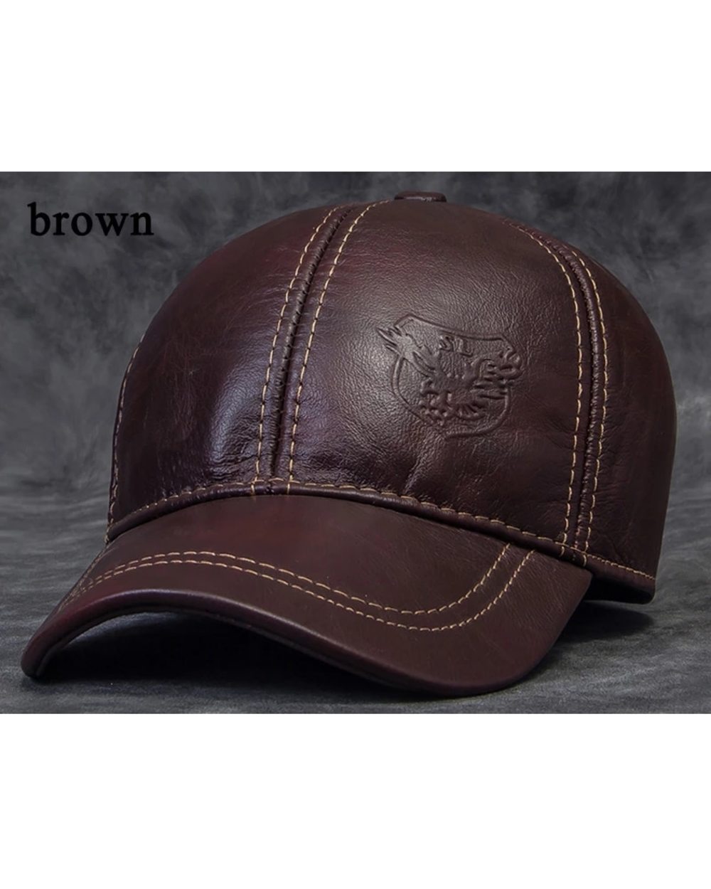 2021 Male Genuine Leather Cowhide 56-60Cm Black/Brown Baseball Caps Eagle Print For Man Casual Street Gf Gorras Dad Hat front-1