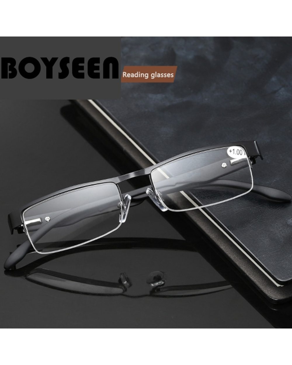 High Quality Men Titanium Alloy Eyeglasses Non Spherical 12 Layer Coated Lenses Reading Glasses+1.0 +1.5 +2.0 +2.5 +3.0 front-4