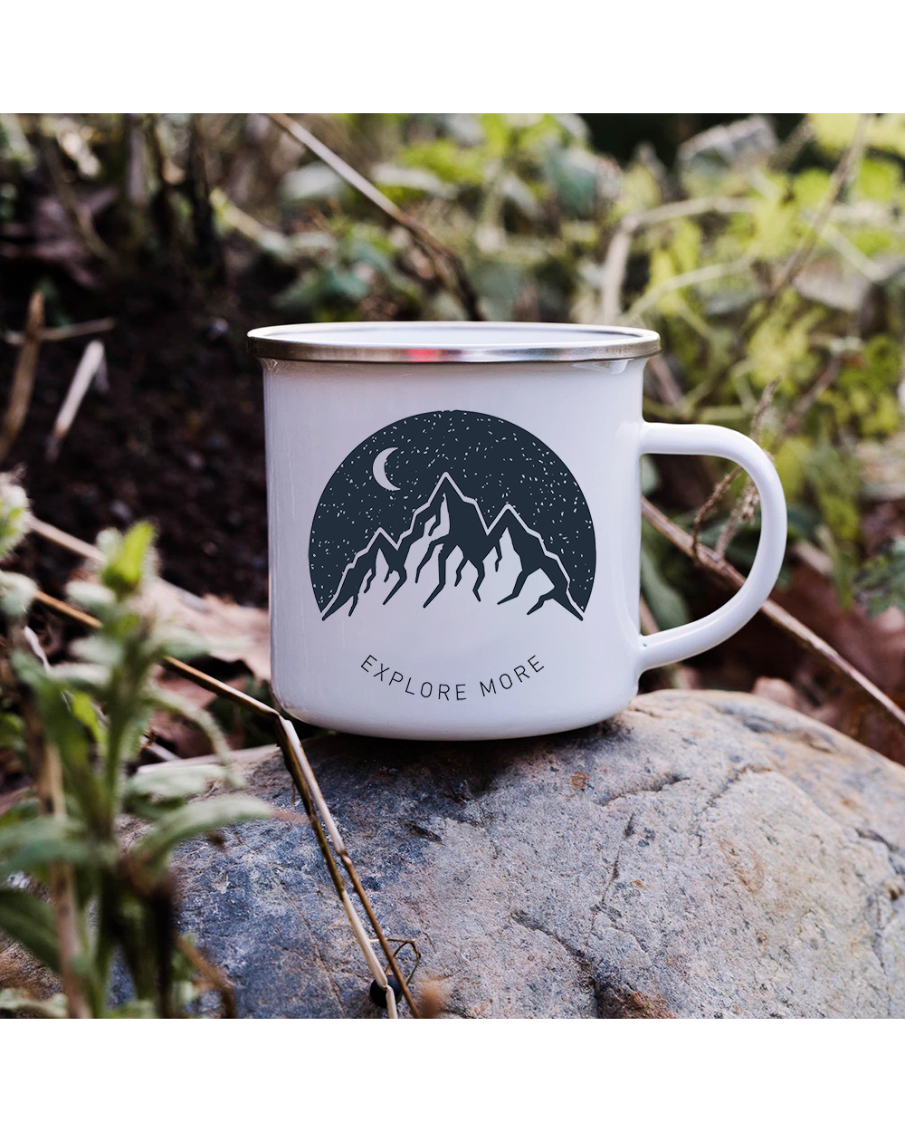 Sunset Forest Creek Creative Enamel Coffee Mugs Outdoor Travel Water Cups front-1
