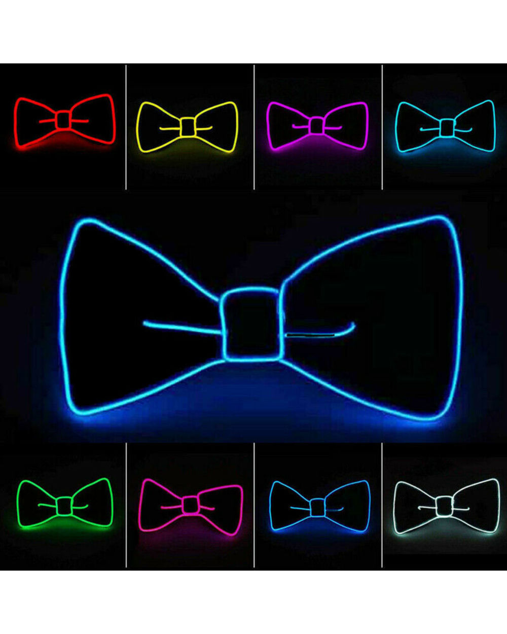 Led Light Up Mens Bow Tie Necktie Luminous Flashing For Dance Party Christmas Evening Party Decoration front-3