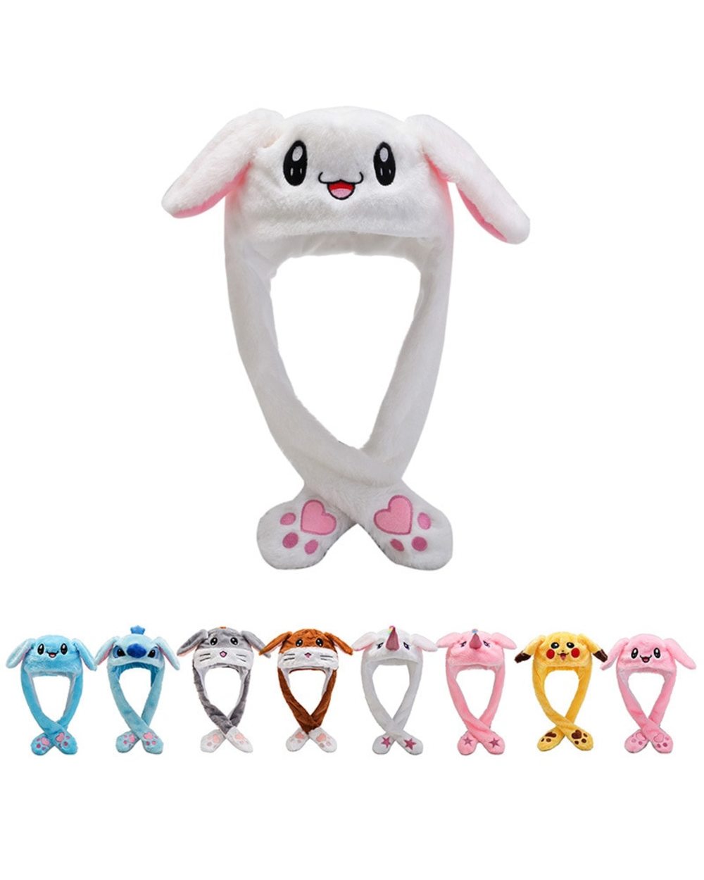 Rabbit Hat Moving Ears Cute Cartoon Toy Hat Kawaii Funny Hat Birthday Gift Bunny Plush Cap Winter Hat For Kids Adult Gi front-0