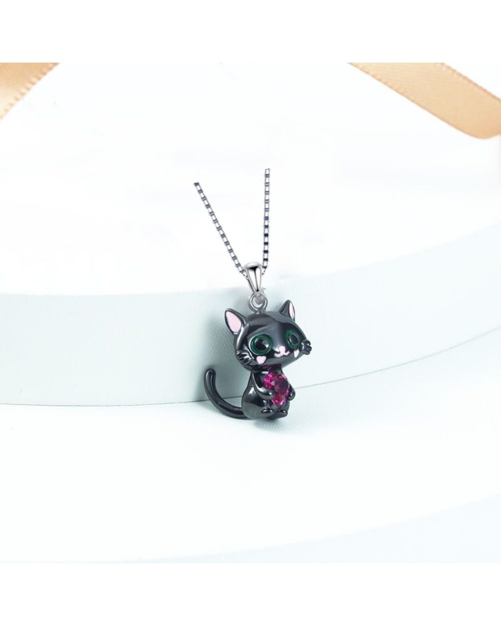 Ragdoll Love Crystal Cat Pendant Necklace Natural Love Crystal Cat Animal Jewelry Fashion front-5