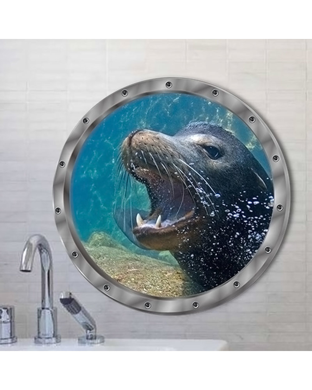 Bathroom Wall Stickers Cute Shark Coral Fish Turtle Sea World Animals 3D Window PVC Decals Tortoise Stickers front-1