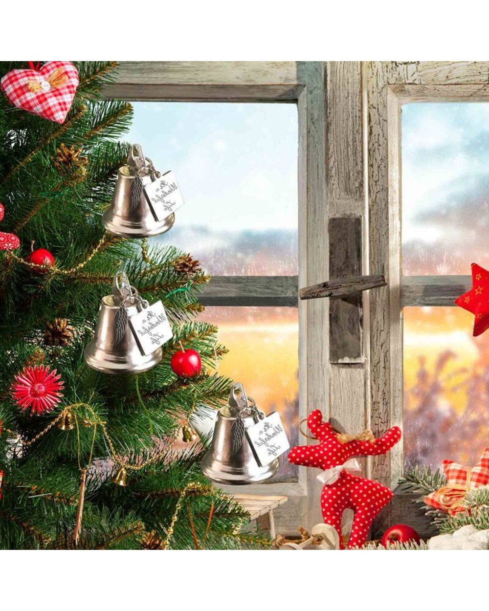 Angel Wings Bell Ornaments (Stainless Steel) front-2
