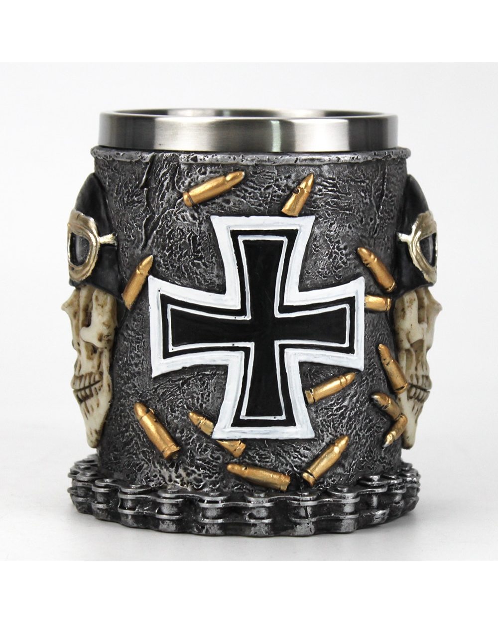 Skull Tankard Gothic Retro Biker Mug front-2
