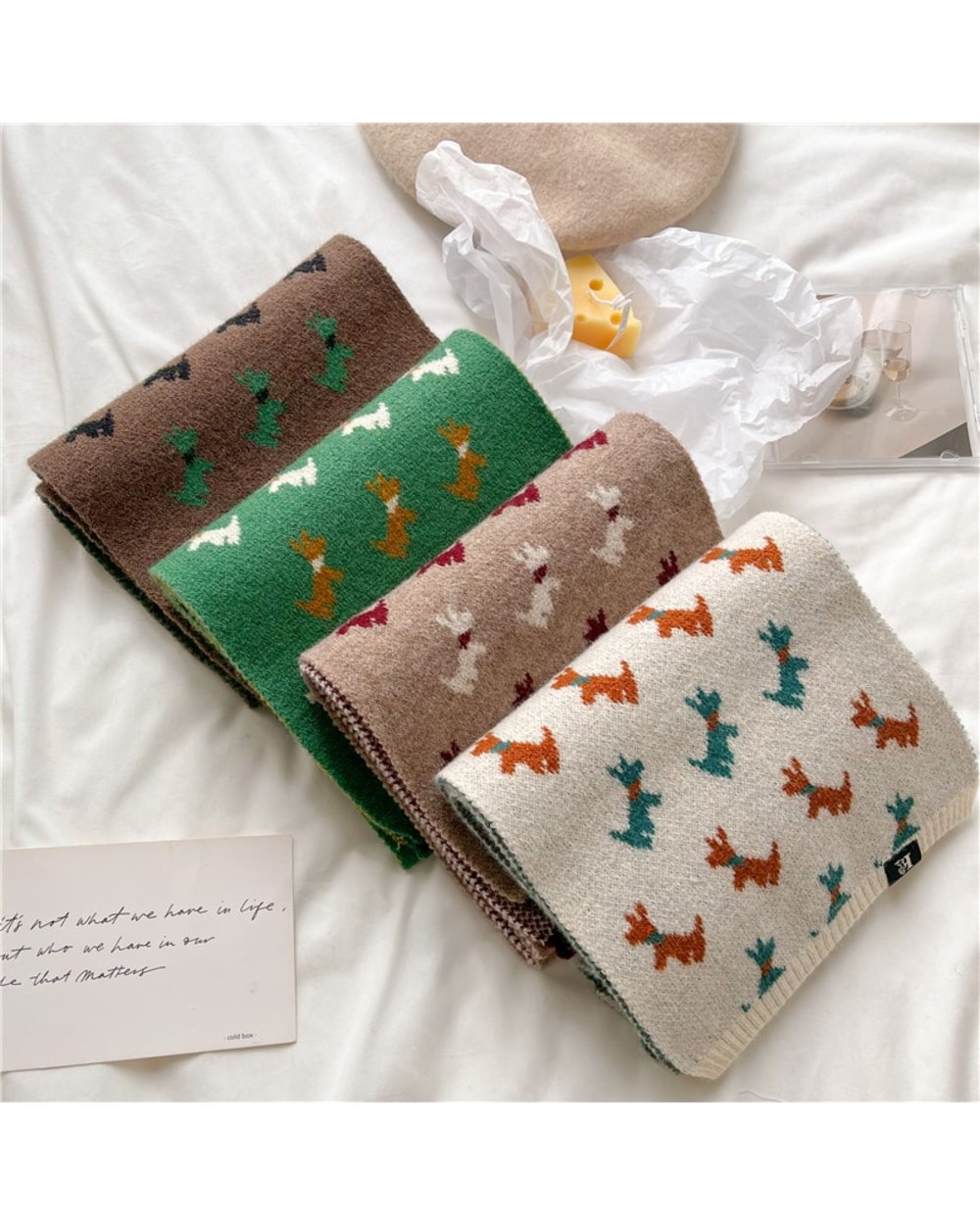 2022 Fashion Solid Knitted Long Scarf Women Winter Warm Woolen Yarn Animal Shawl Wraps Female Neckerchief Foulard Bufan front-0