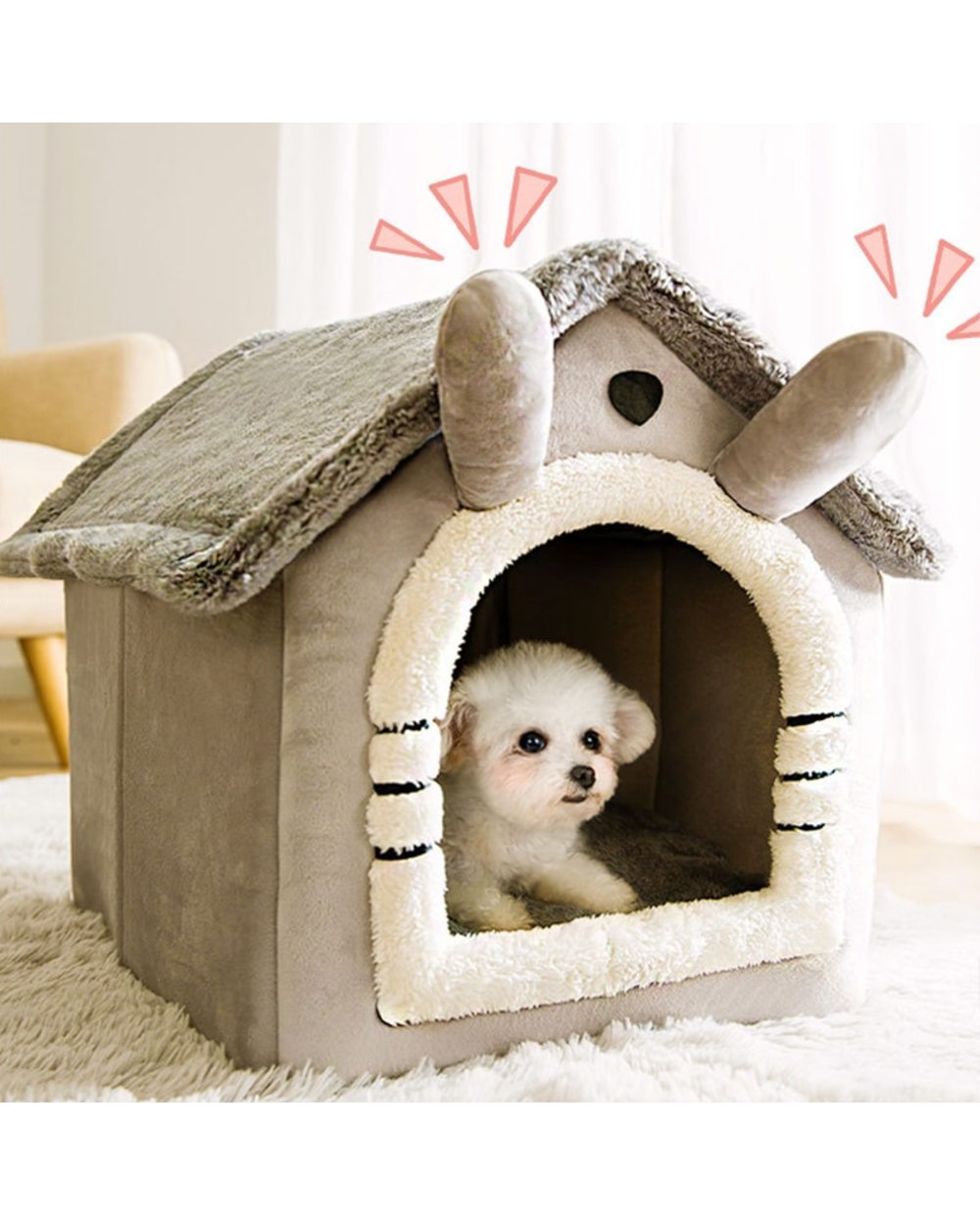 Foldable Cat Bed Pet Dog House Winter Cat Villa Sleep Kennel Removable Warm Nest Enclosed Tents Cave Sofa Pet Supplies front-2