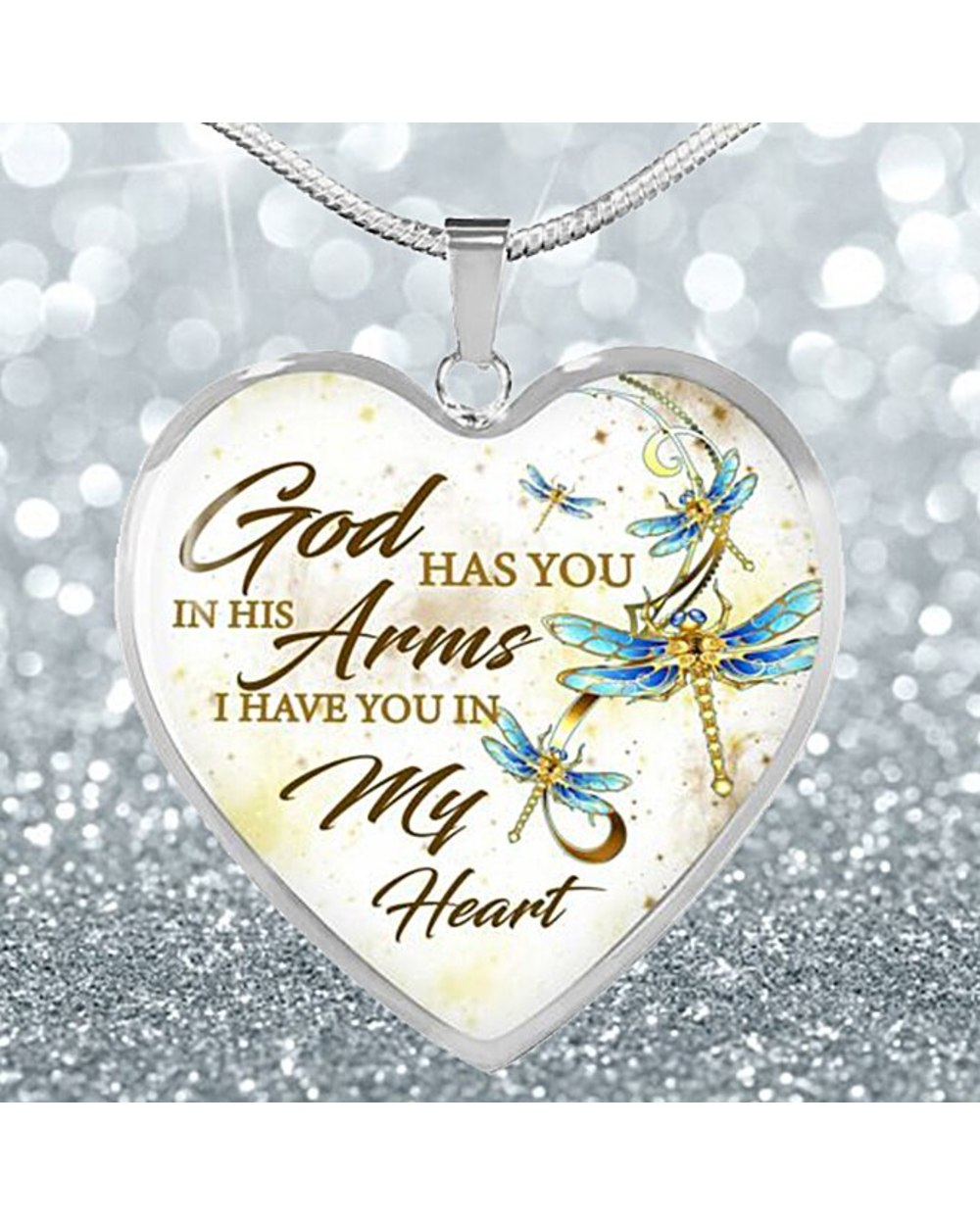 God Has You In His Arm I Have You In My Heart Dragonfly Necklace Heart front-1