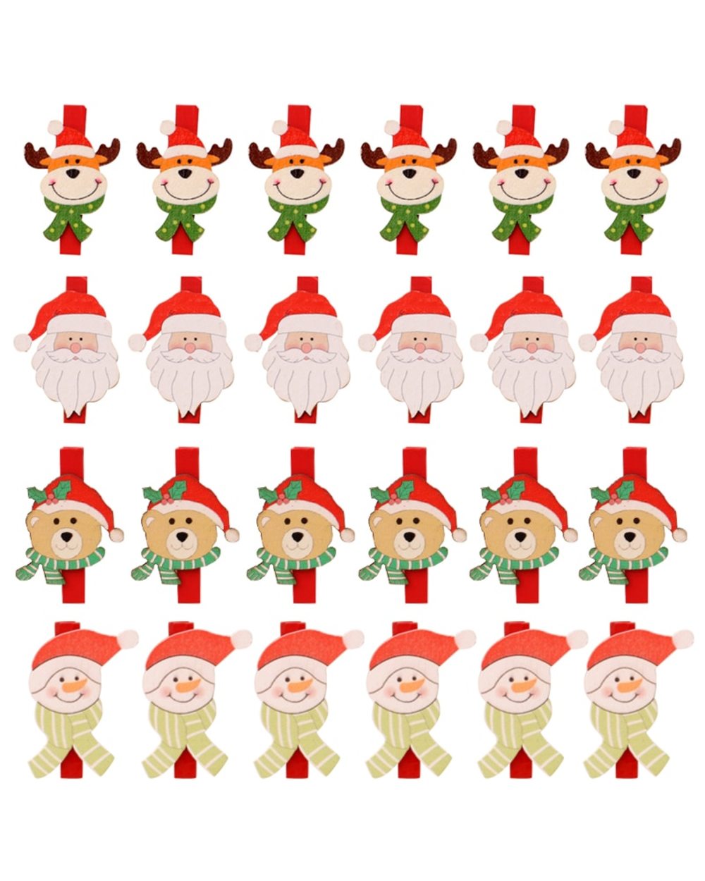 6pcs Christmas Santa Claus Snowman Elk Wooden Clips Photo Wall Clip DIY Xmas Ornaments Home Decorations Kids Gift Natal front-0