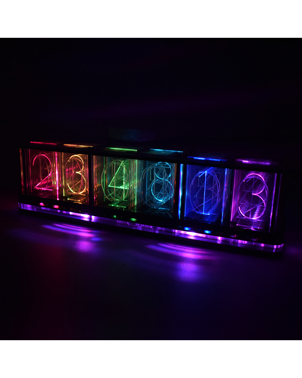 Diy Full-Color Rgb Glow Tube Clock Ds3231 Electronic Desktop Clock Kit Home Decoration Gift With Led Music Spectrum Fun front-3