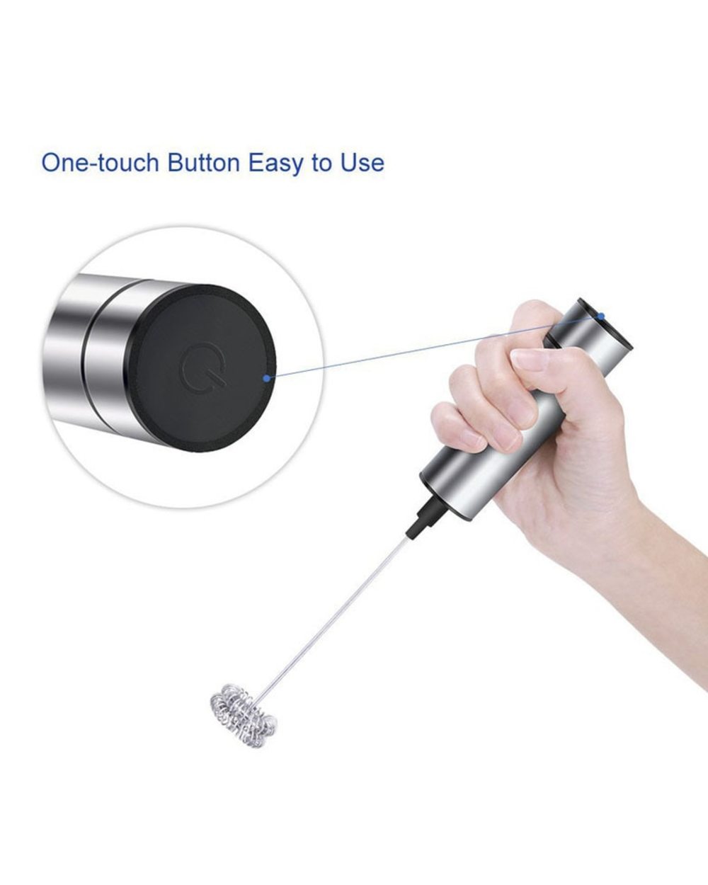 Electric Milk Frother Wireless Handheld Electric Powerful Stainless Steel Spring Mixer Foam Whisk Maker For Coffee Capp front-1