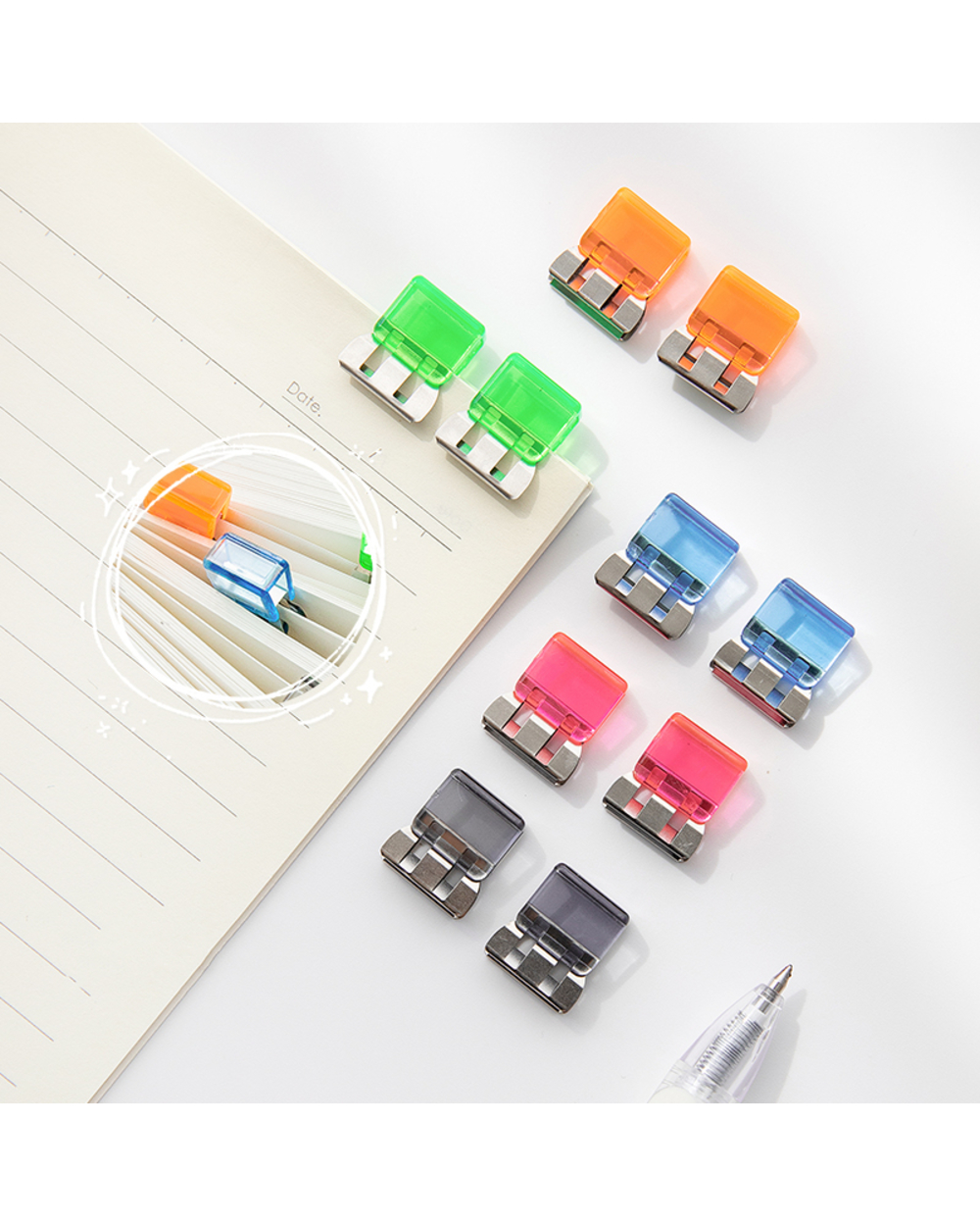 10/20Pcs Mini Paper Clips Set Candy Color Transparent Metal Bookmark For File Index Page Holder Clamp Memo Office Schoo front-2