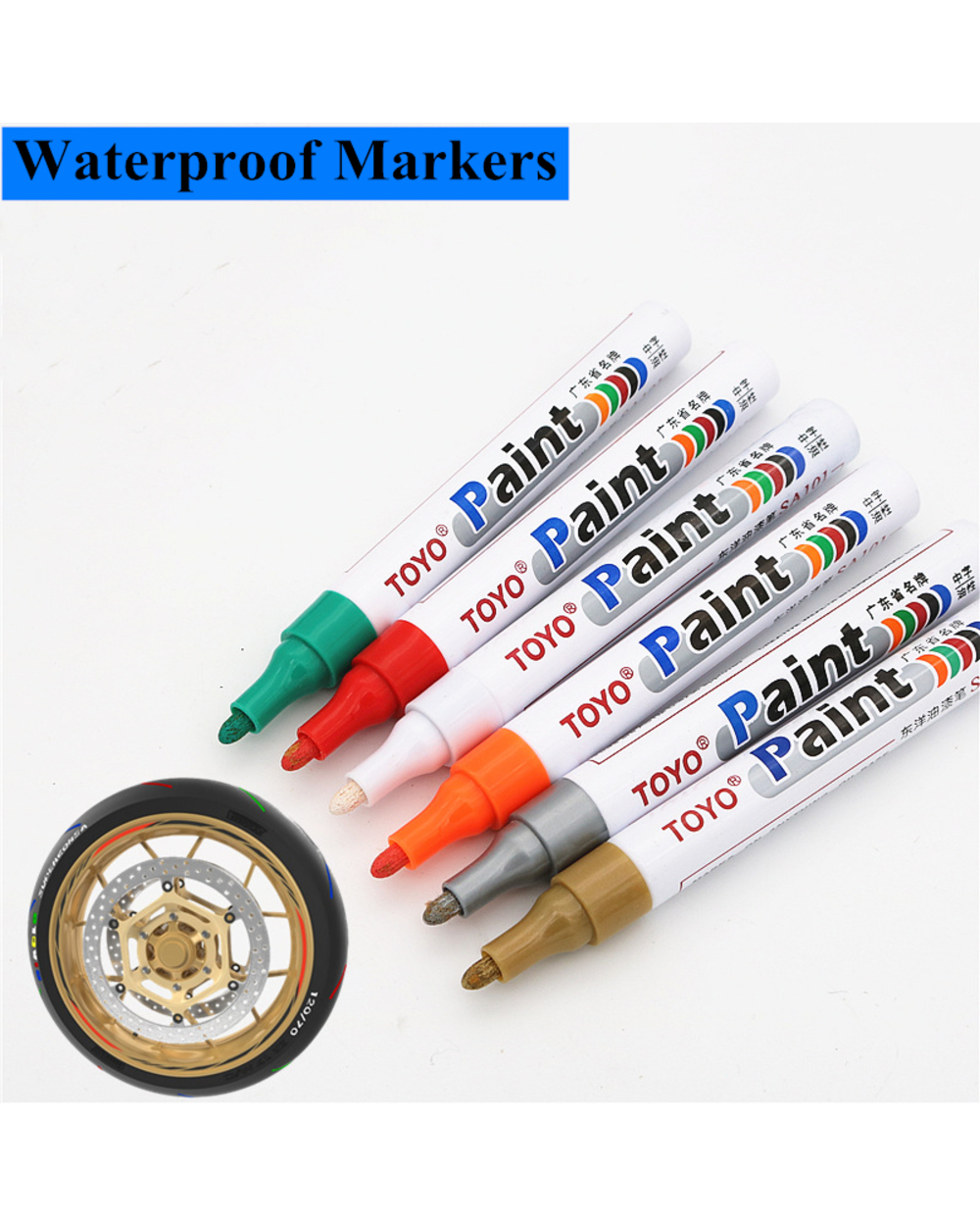 1Pcs Waterproof Color Markers Durable White Markers Pneumatic Markers Rubber Fabric Metal Paint Permanent Face Paint M front-1