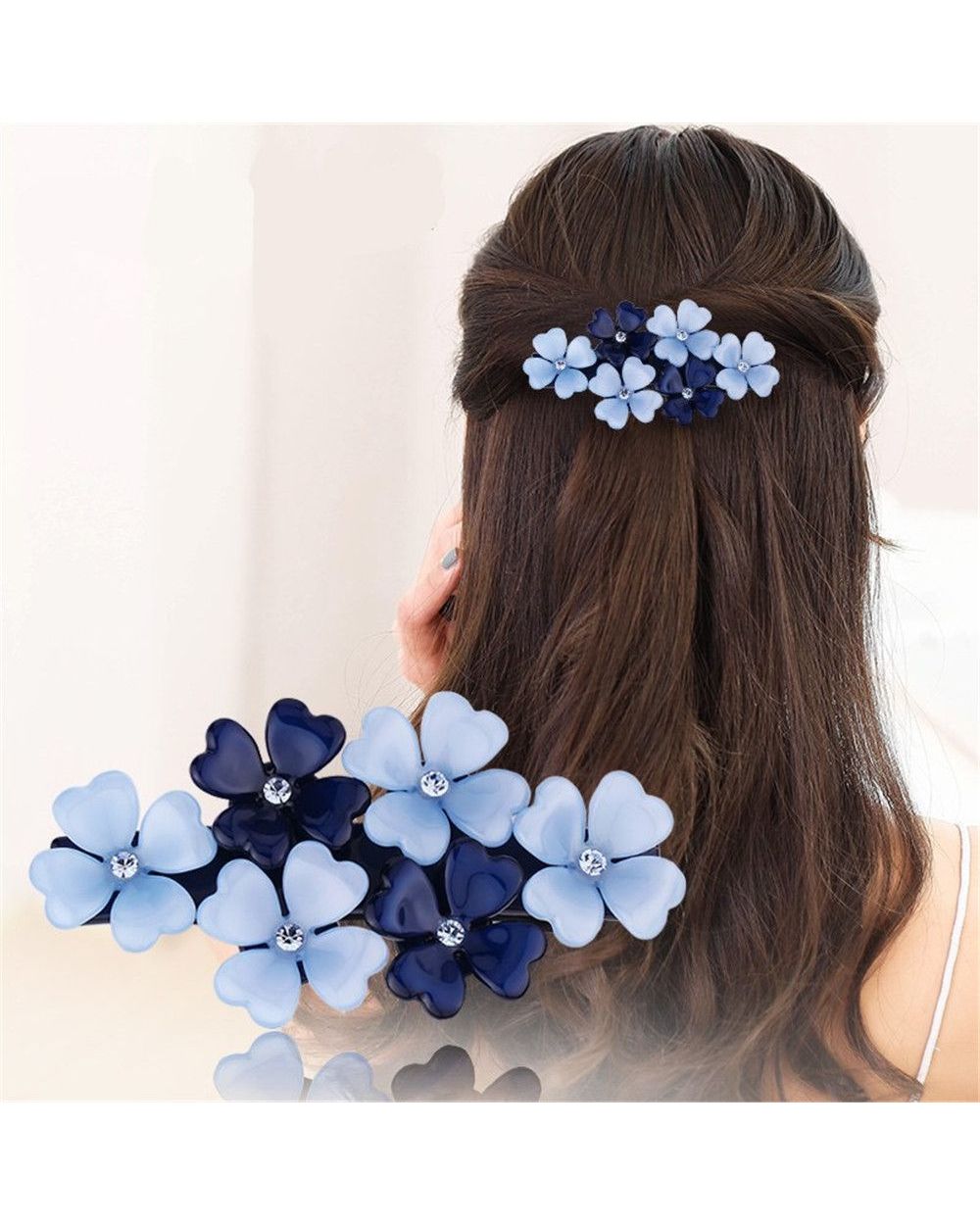 Elegant Flower Shape Hairpins Crystal Alloy Girls Barrette Hair Clips Women Headdress Hair Accessories front-0
