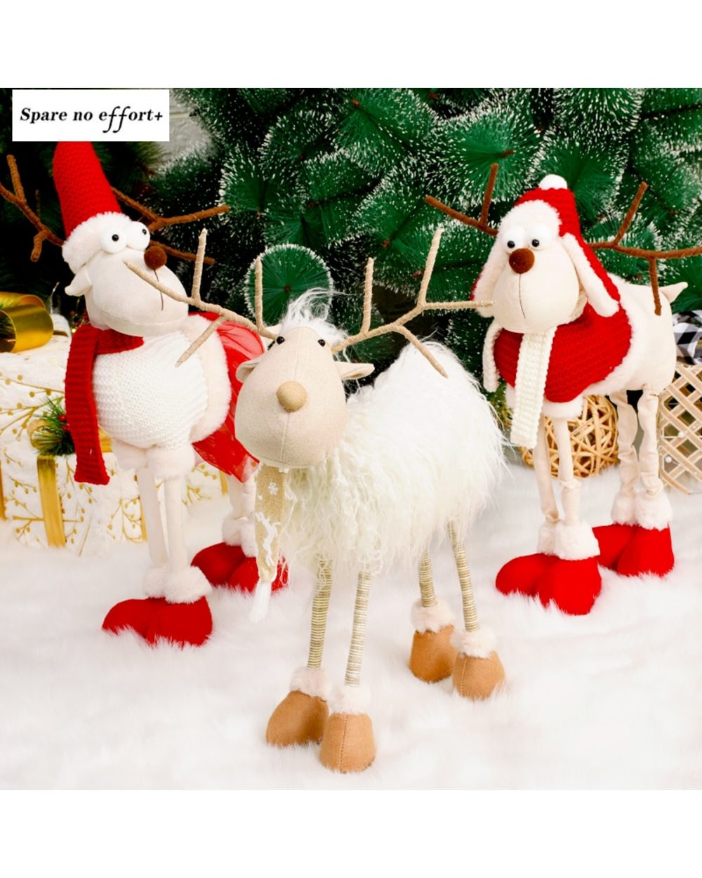 Retractable Xmas Reindeer Doll christmas decoration Figurine New Year Elk Toys Kid Xmas Gift Christmas tree Ornaments front-3