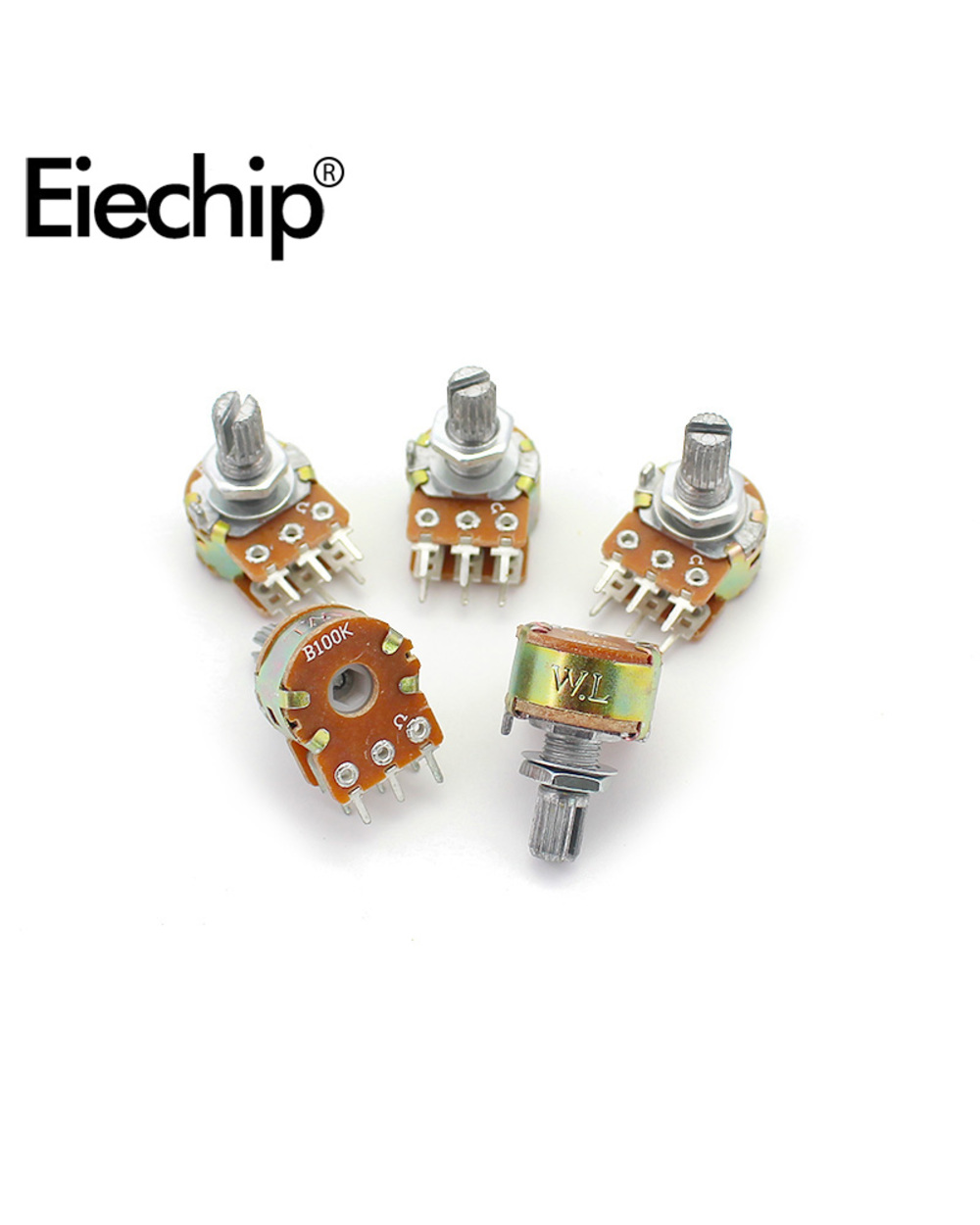 5 Sets Wh148 Linear Taper Rotary Potentiometer With Alloy Knob Cap Kit 15Mm 6 Pin B1k 2K 5K 10K 20K 50K 100K 250K 500K front-4