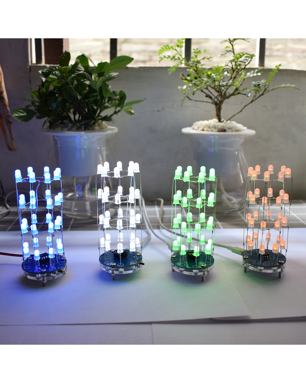 Led Cylindrical Cube8x4 Light Cube Electronic Diy Simple Making Kit For Beginners front-1