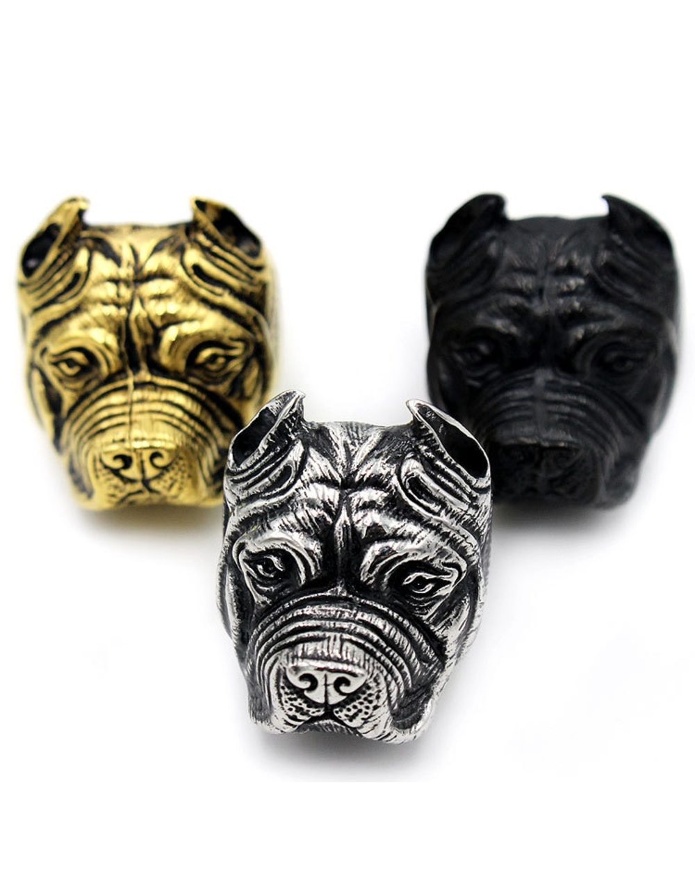 Exaggerated Ring Pit Bull Bulldog Dog Rings Men Personality Titanium Steel Animal Jewelry front-0
