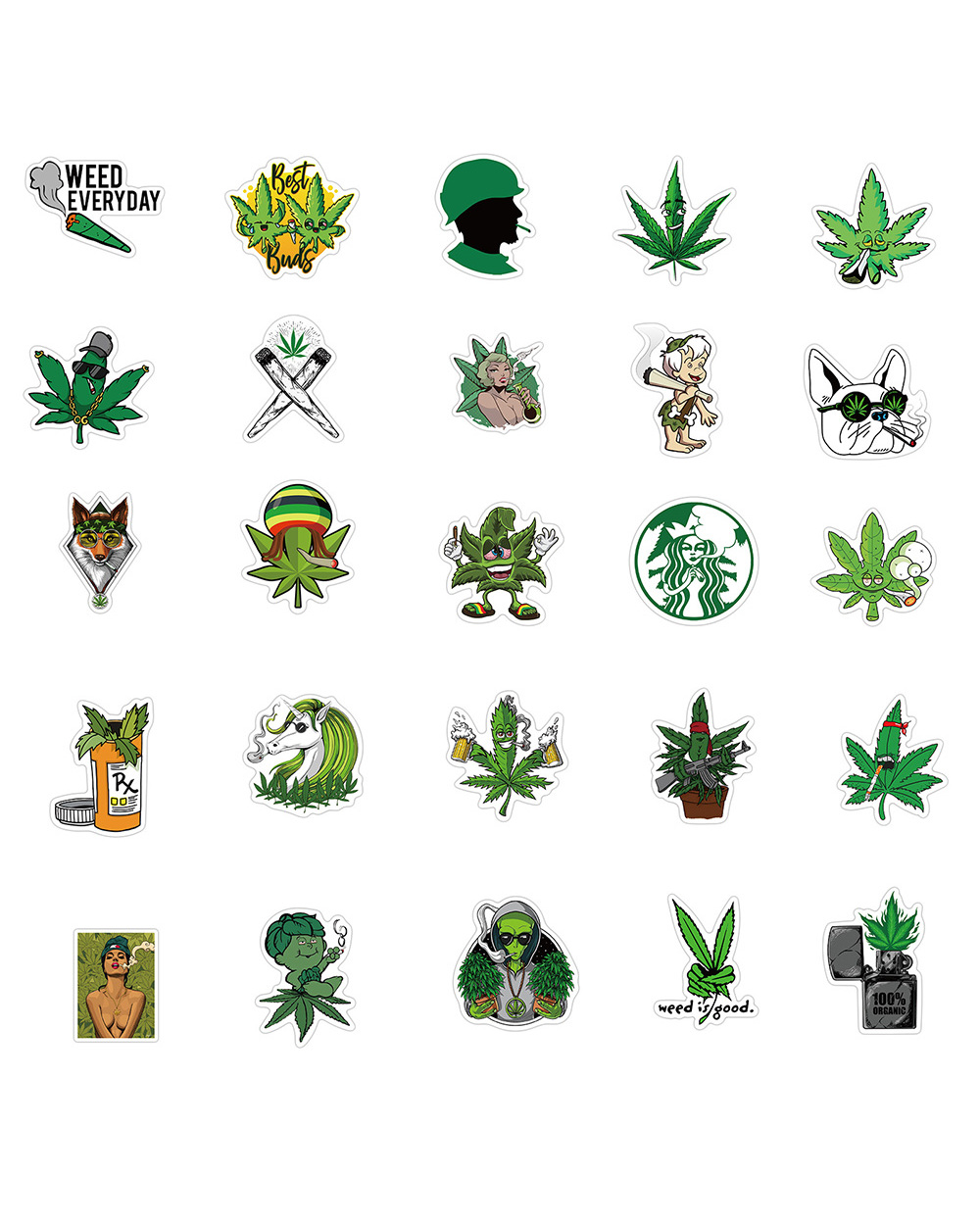 10/30/50PCS Funny Characters Leaves Weed Smoking Graffiti Stickers Bike Travel Luggage Guitar Laptop PVC Waterproof front-5