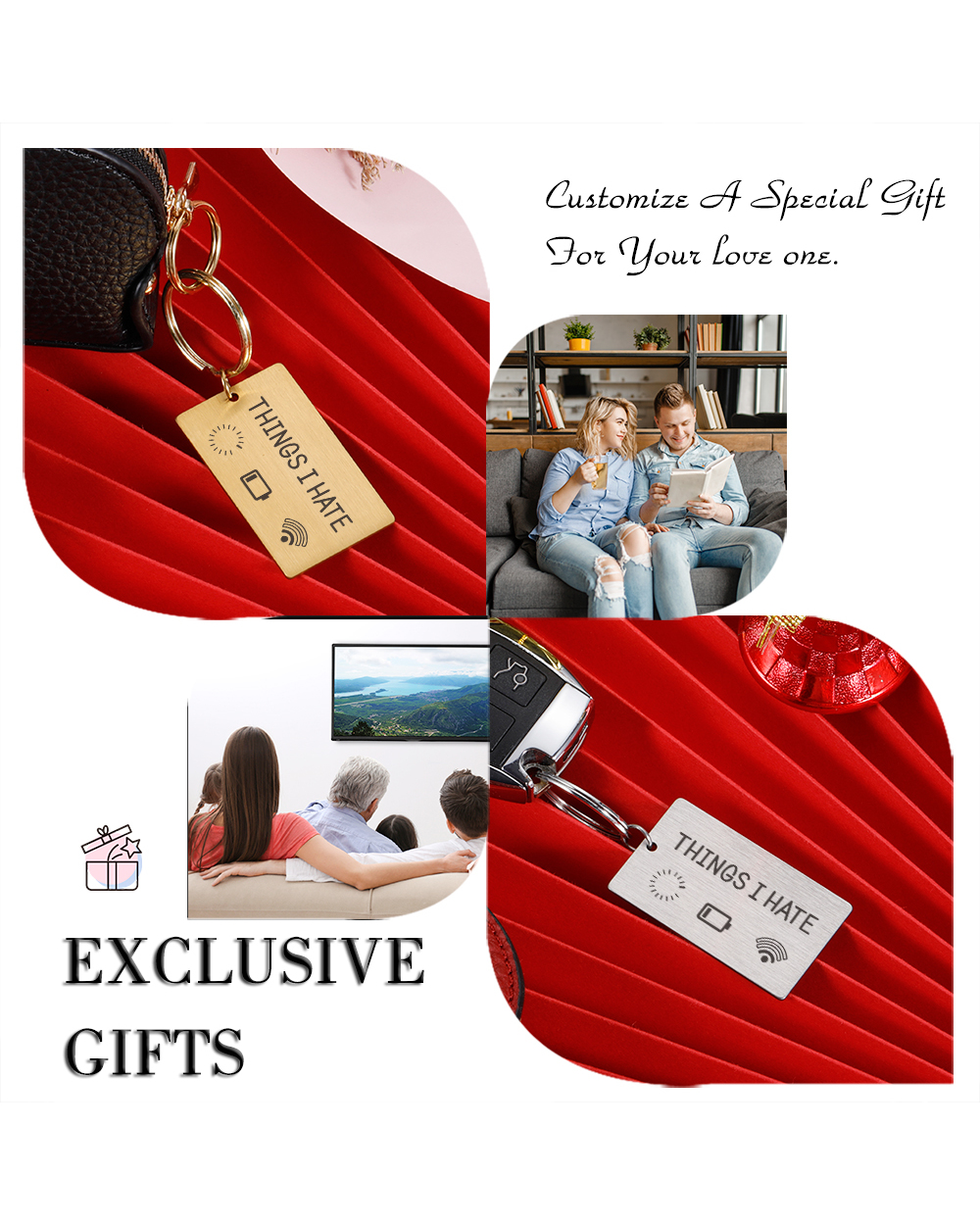 Funny Inspirational Keychain Best Friend Cute Keychain THINGS I HATE Car Key Chains Key Holder for Keys front-5