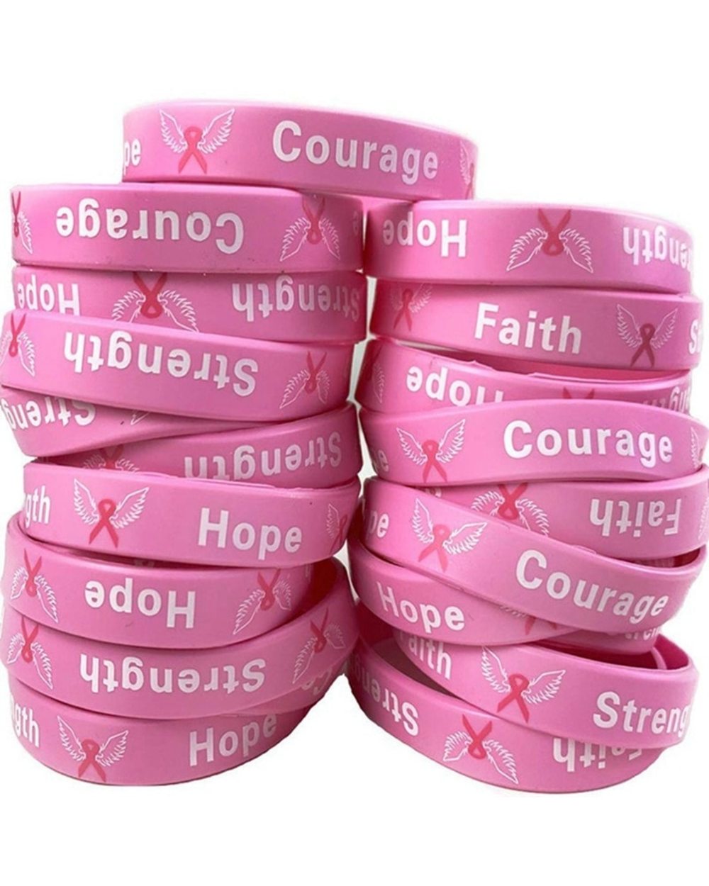 Fighter Breast Cancer Awareness Braceltes Ribbon Survival Bracelets Women Silica gel Bracelets front-0