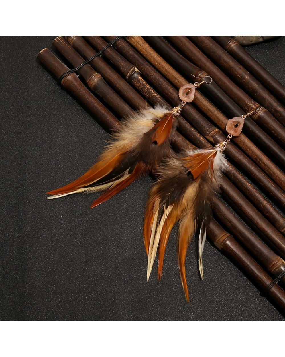 Native boho feather earringCrystal Jewel earringsearrings for womenBohemia front-2