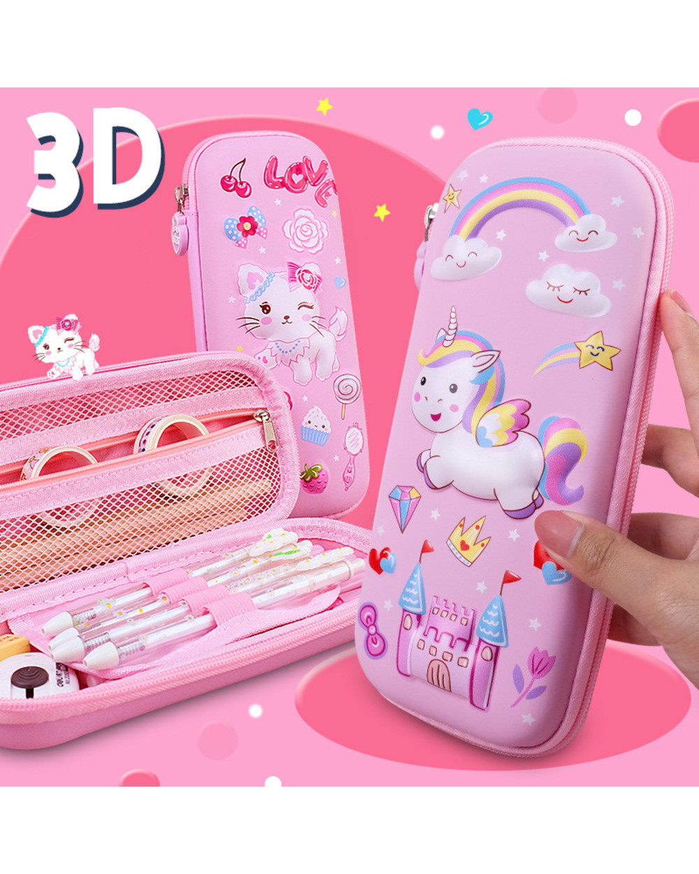 3D Eva Pencil Case Cute Stationery Box Cartoon Animals Pencil Box For Children Pen Case Big Pen Bag School Supplies Sto front-1