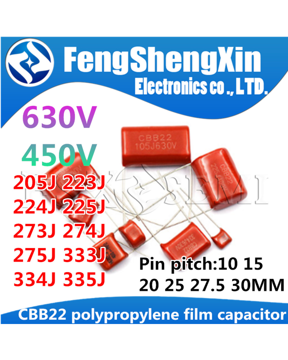 10Pcs Cbb22 Polypropylene Film Capacitor 250V 400V 0.1Uf 0.01Uf 1Uf 102J 103J 104J 105J 115J 125J 135J 154J 155J 175J front-5