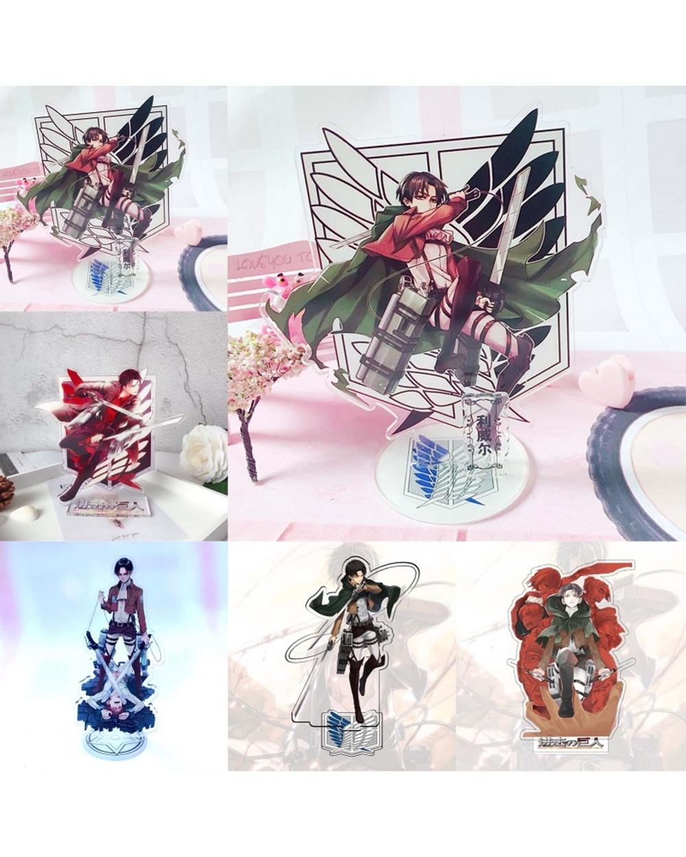 Anime Attack On Titan Square Acrylic Desktop Toy Anime Character Levi Ackerman Stand Figure Model For Fans Collection front-5
