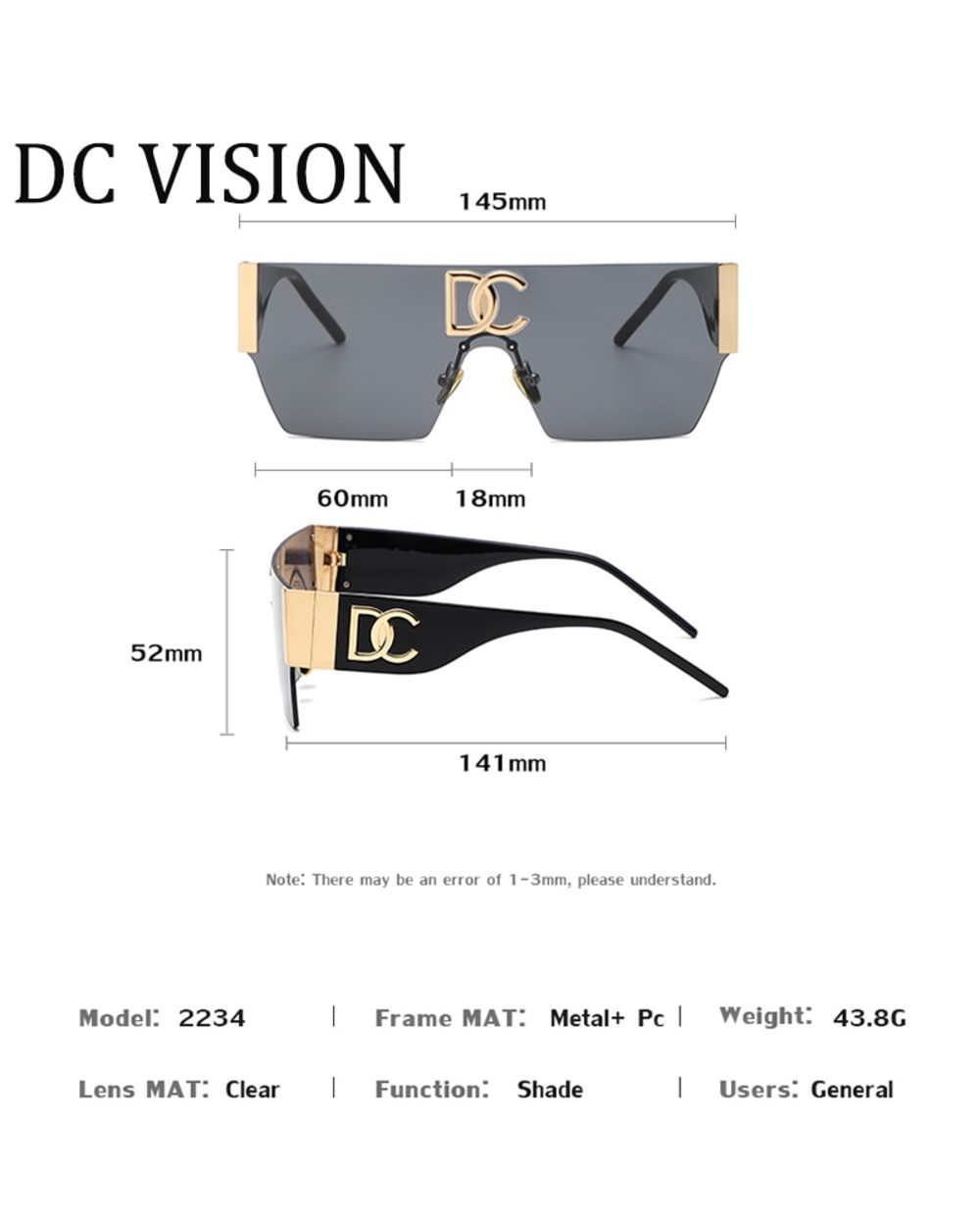 Fashion Women Rimless Square Sunglasses Ladies One-Piece Luxury Brand Designer Sun Glasses Men Oversized Retro Eyeglass front-3