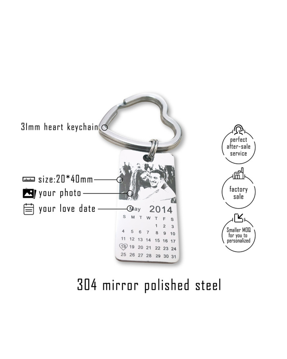 Personalized Diy Po Keychain Calendar Birthday Couple Anniversary Custom Engraving Pos Key Chain Keyring Love Date G front-4