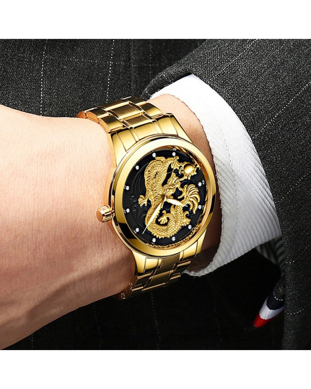 New Golden Casual Steel Fashion Quartz Watch Mens Watches Top Brand Luxury Waterproof Clock Luminous Relogio Masculino front-1