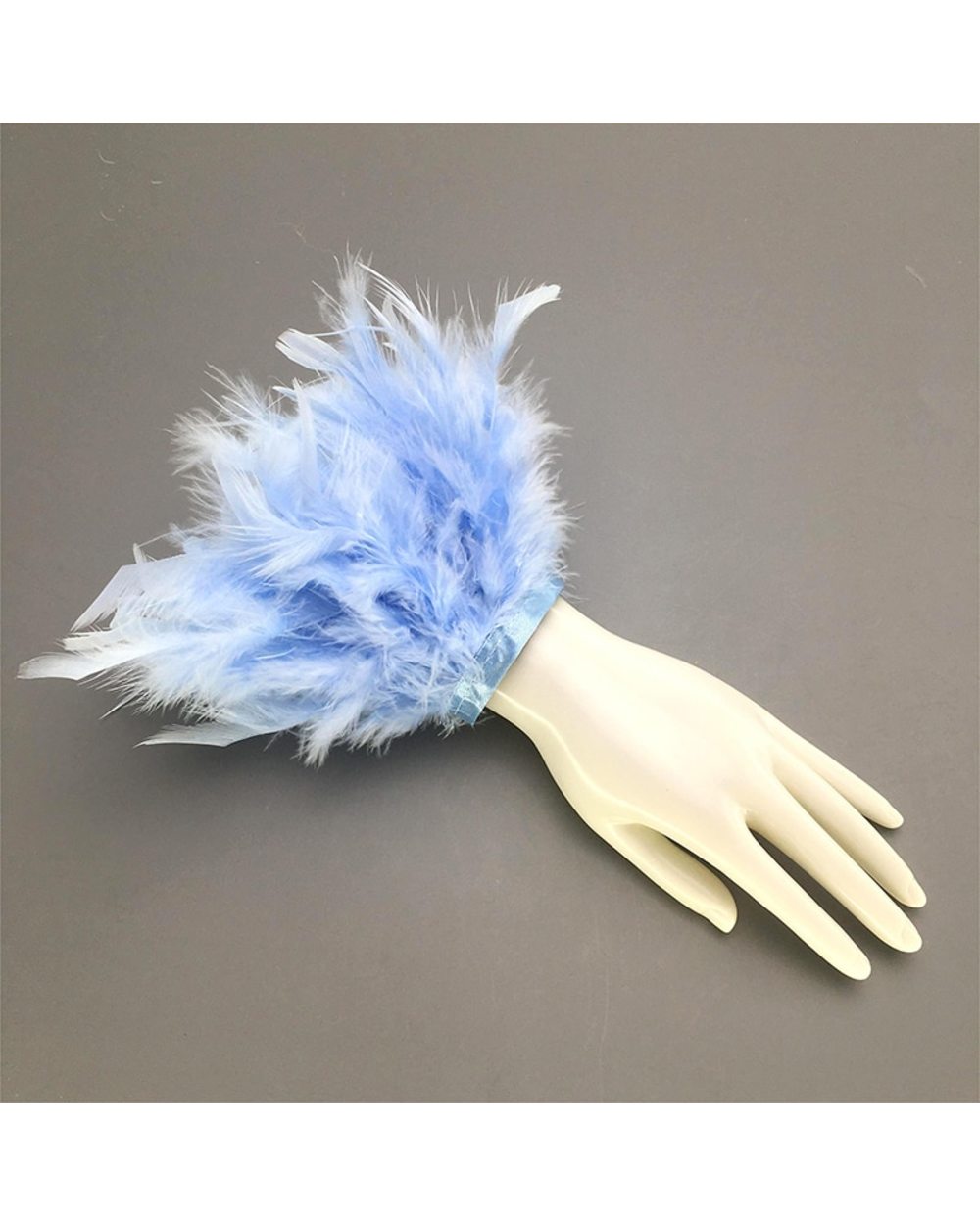 Women Real Fur Ostrich Feather Cuffs 2022 Feather Fur Cuffs Bracelet Snap Anklet Bracelet Fur Feather Cuffs Wrist Sleev front-5