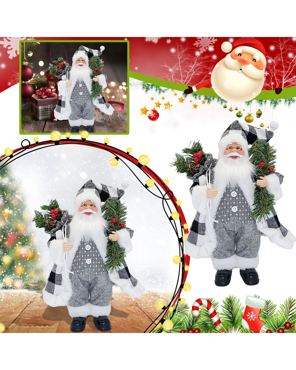 Christmas Santa Claus Doll Child Gift Toy Table Decoration Xmas Tree Ornament front-5