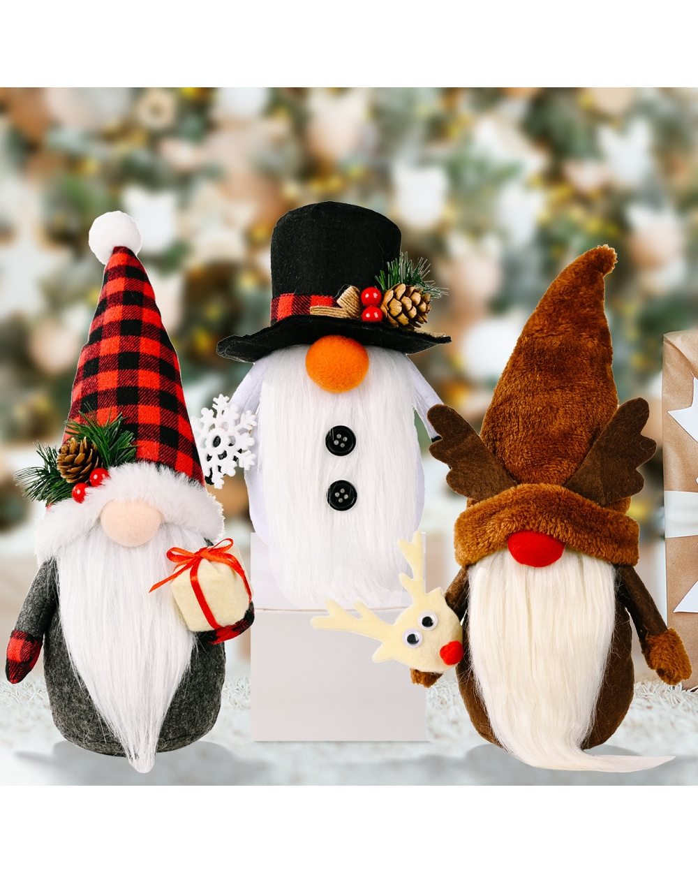 2022 New Christmas Long Legged Santa Gnome Plush Doll Ornament Xmas Elf Toys Holiday Home Party Decor Kids Gift front-0